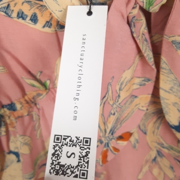 Anthropologie Sanctuary Tropical Floral Print Front Tie Blouse - Picture 9 of 12